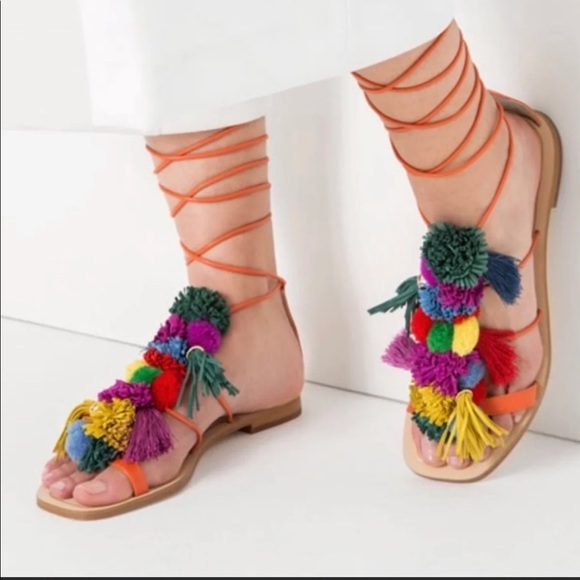 Zara Shoes Zara Exclusive Pom Pom Sandals Poshmark